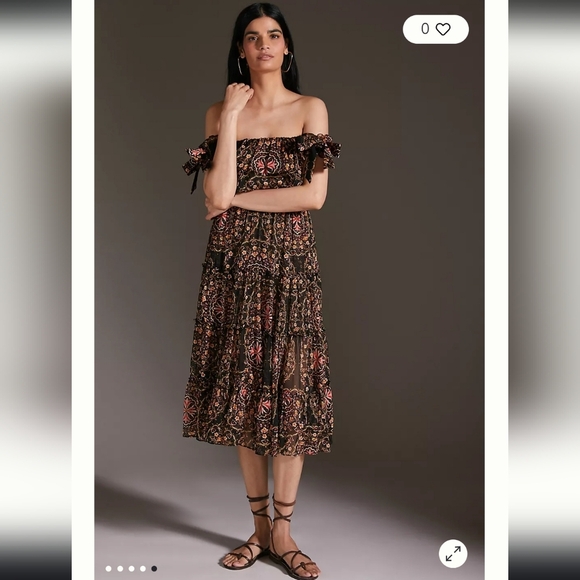 Misa Micaela Off the Shoukder Printed Maxi Dress Medium - Picture 1 of 9